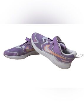 Nike Kids Running Shoes Size 2Y Purple Orange Hook Loop Sneakers EU 33.5